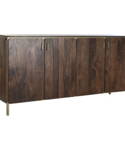 Dientafel DKD Home Decor Bruin Staal Mangohout 160 x 40 x 81 cm
