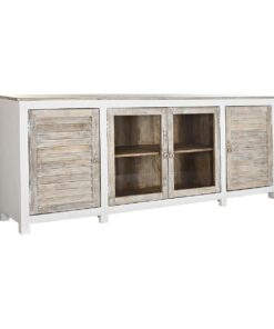 Dientafel DKD Home Decor Wit Natuurlijk Lichtbruin Mangohout 210 x 40 x 82 cm