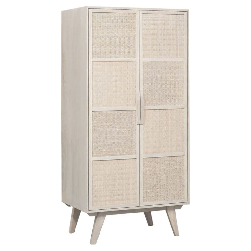 Dientafel Home ESPRIT Wit Rotan Mangohout 87 x 55 x 178 cm