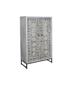 Kast DKD Home Decor Grijs Wit Mangohout (90 x 38 x 150 cm)
