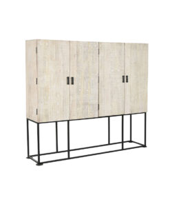 Kast Home ESPRIT Wit Zwart Metaal Mangohout 180 x 40 x 160 cm