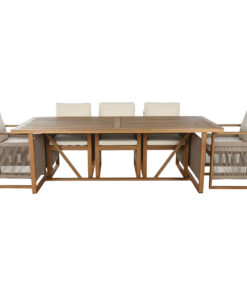 Tafel met stoelen Home ESPRIT Bruin Touw Eucalyptushout 230 x 100 x 75 cm