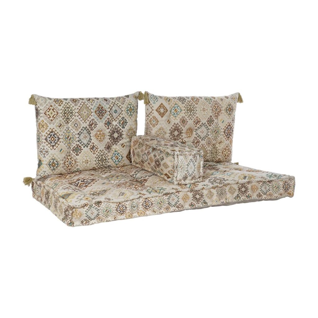2-zitsbank DKD Home Decor Geel Bruin Beige 145 x 76 x 13 cm