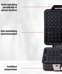 Alpina Wafelijzer Brusselse Wafels Antiaanbaklaag 4 Wafels 1200W - Afbeelding 3