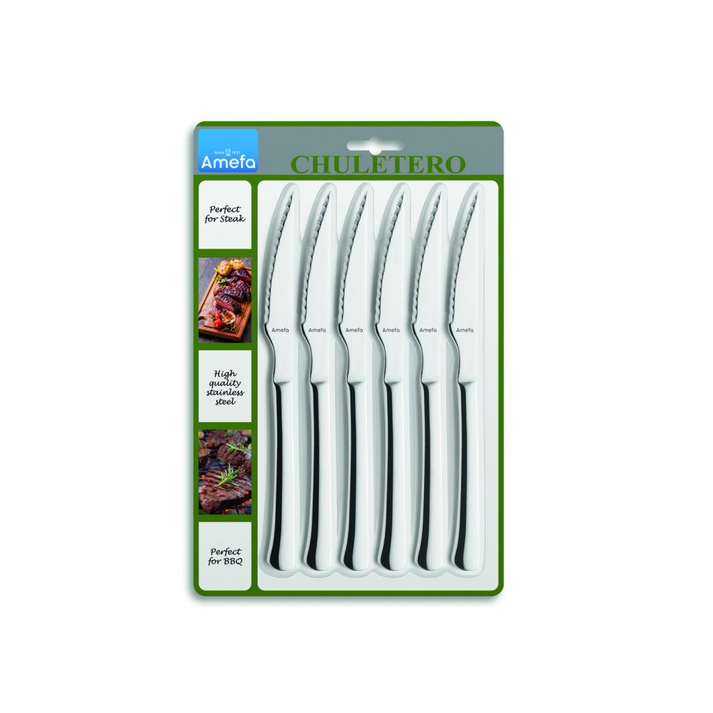 Amefa Chuletero Steakmessen 6 Stuks RVS