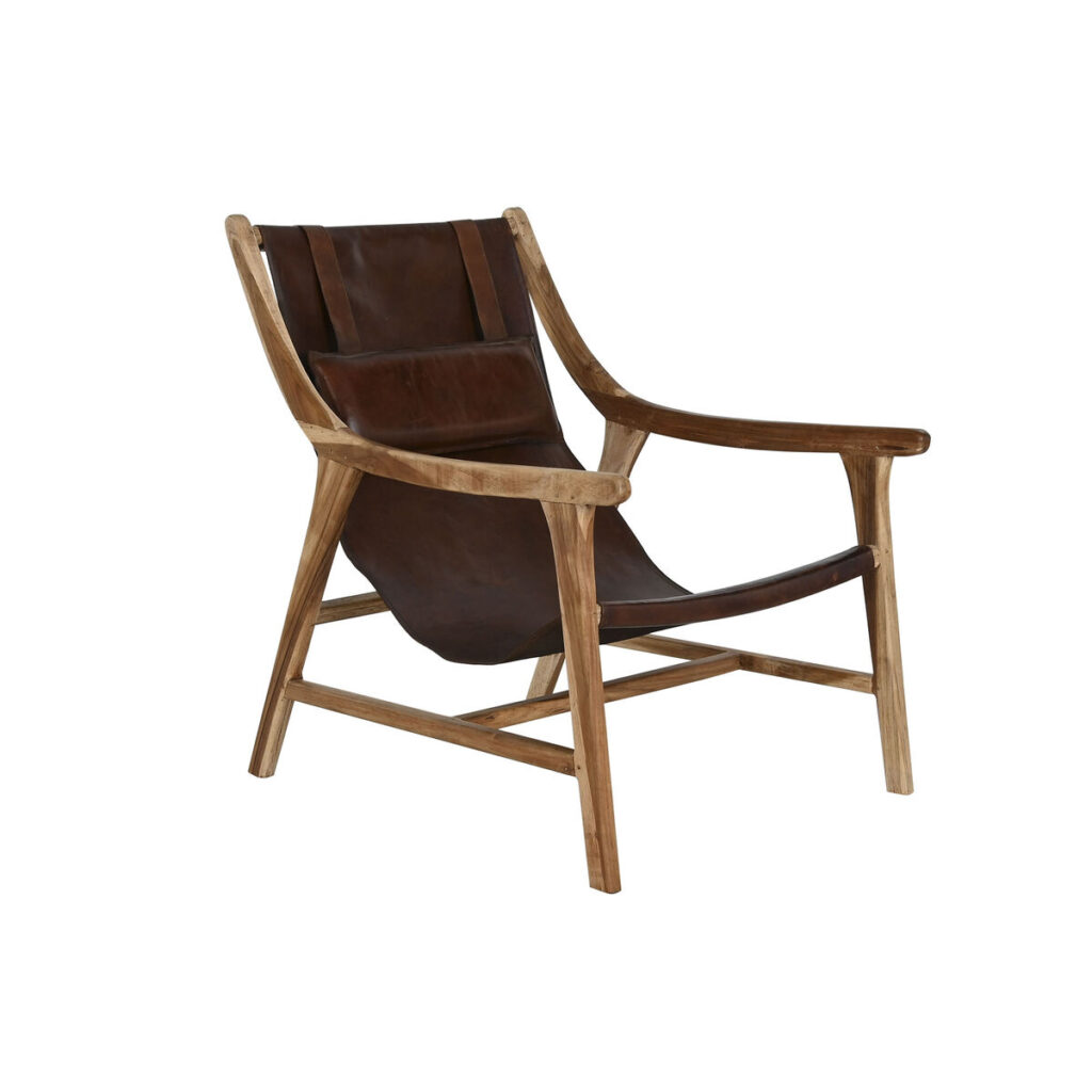 Armstoel Home ESPRIT Natuurlijk Donkerbruin Teakboom 68 x 86 x 86 cm