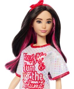 Barbie Fashionista Pop Witte Jurk Donker Haar - Afbeelding 3