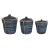 Basket spelset DKD Home Decor Blauw Zwart (3 Onderdelen)