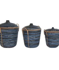 Basket spelset DKD Home Decor Blauw Zwart (3 Onderdelen)