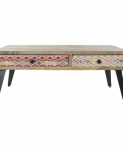 Bijzettafel DKD Home Decor 110 x 70 x 46 cm Zwart Metaal Bruin Multicolour Mangohout