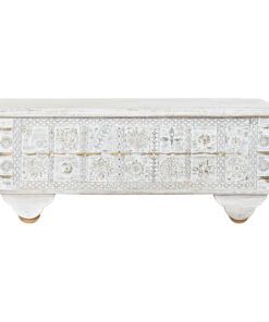 Bijzettafel DKD Home Decor MB-182010 Wit Gouden Metaal Mangohout 115 x 60 x 45 cm