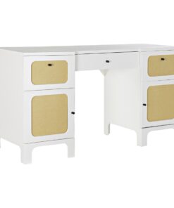 Bureau DKD Home Decor Spar Wit Rotan (140 x 50 x 76 cm)