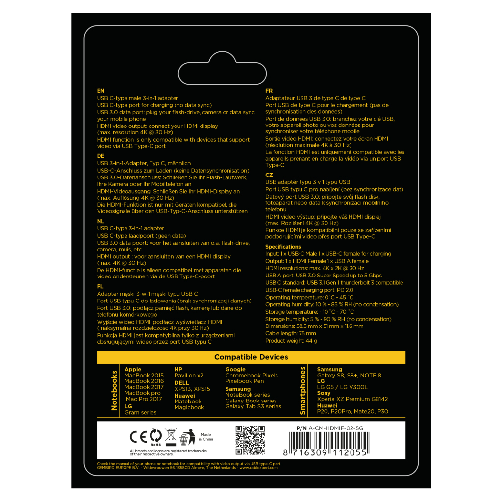 Cablexpert Gmb Usb-c Multi-adapter 3-in-1 - Afbeelding 3