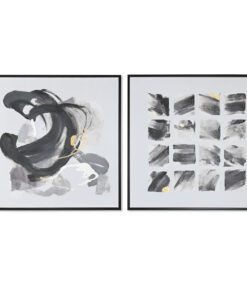 Canvas Home ESPRIT Wit Zwart polyestyreen Canvas Abstract Modern 104 x 4 x 103,5 cm (2 Stuks)