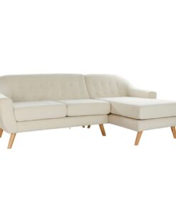 Chaise Longue Sofa DKD Home Decor Crème Rubberwood 226 x 144 x 84 cm