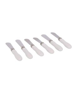 CosyandTrendy Botermesjes 13.5 cm 6 Stuks RVS/Wit - Afbeelding 3