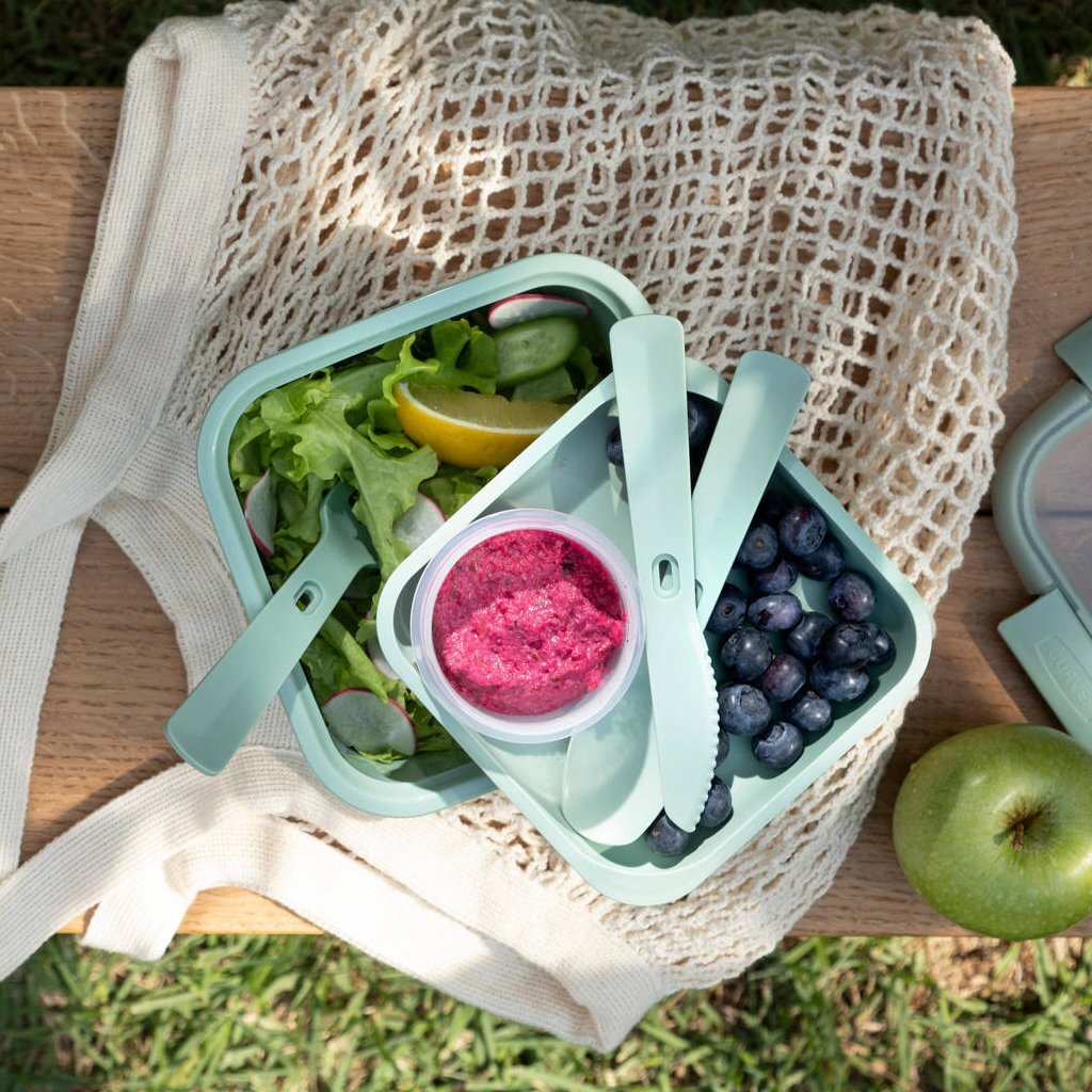 Curver Smart To Go Lunchbox 1.1L + Bestekset + Sauscup Groen - Afbeelding 2