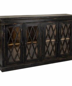 Dientafel Alexandra House Living Zwart Glas Mangohout 40 x 100 x 170 cm