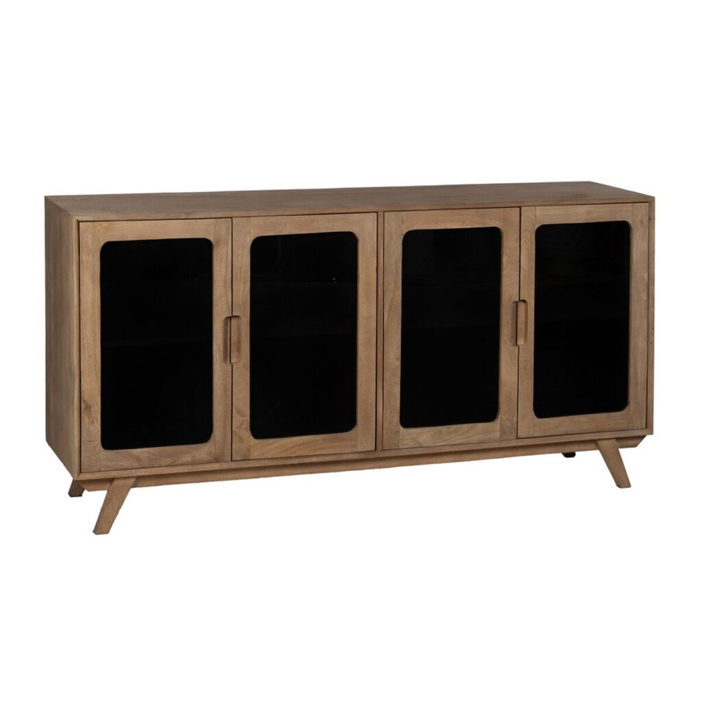 Dientafel BURNIE Zwart Natuurlijk Kristal Mangohout 162 x 41 x 83 cm