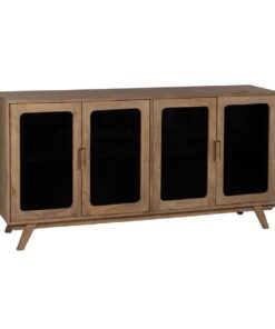 Dientafel BURNIE Zwart Natuurlijk Kristal Mangohout 162 x 41 x 83 cm