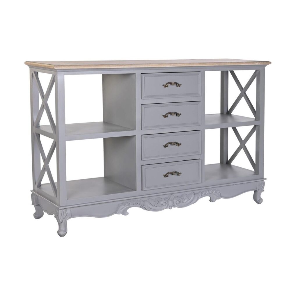 Dientafel DKD Home Decor 132 x 40 x 84.5 cm 132 x 40 x 84,5 cm Natuurlijk Grijs Paulownia hout Hout MDF