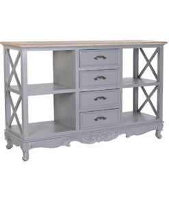 Dientafel DKD Home Decor 132 x 40 x 84.5 cm 132 x 40 x 84,5 cm Natuurlijk Grijs Paulownia hout Hout MDF