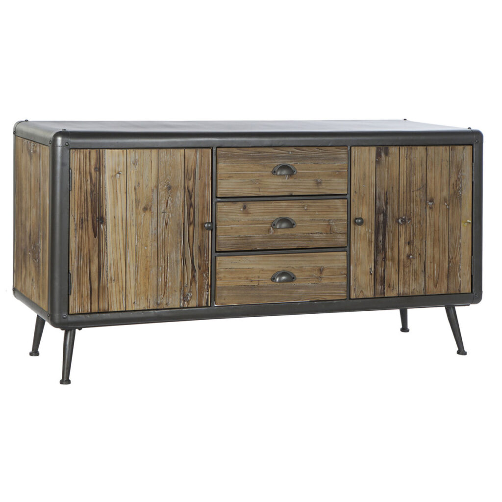 Dientafel DKD Home Decor 144 x 45 x 75 cm Spar Natuurlijk Metaal Lichtgrijs