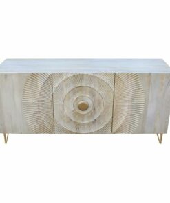 Dientafel DKD Home Decor 160 x 45 x 75 cm Gouden Metaal Wit Mangohout