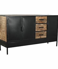 Dientafel DKD Home Decor Bruin Zwart Metaal Mangohout (160 x 40 x 90 cm)