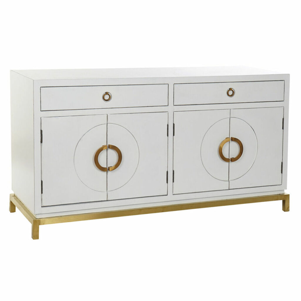 Dientafel DKD Home Decor Kamakura Wit Gouden Metaal Populier 150 x 50 x 80 cm (150 x 50 x 80 cm)