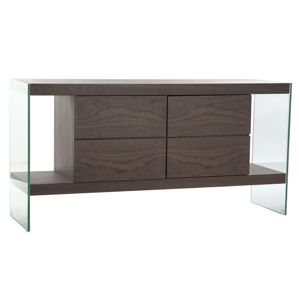 Dientafel DKD Home Decor Kristal Bruin Transparant Walnoot 160 x 45 x 80 cm Hout MDF