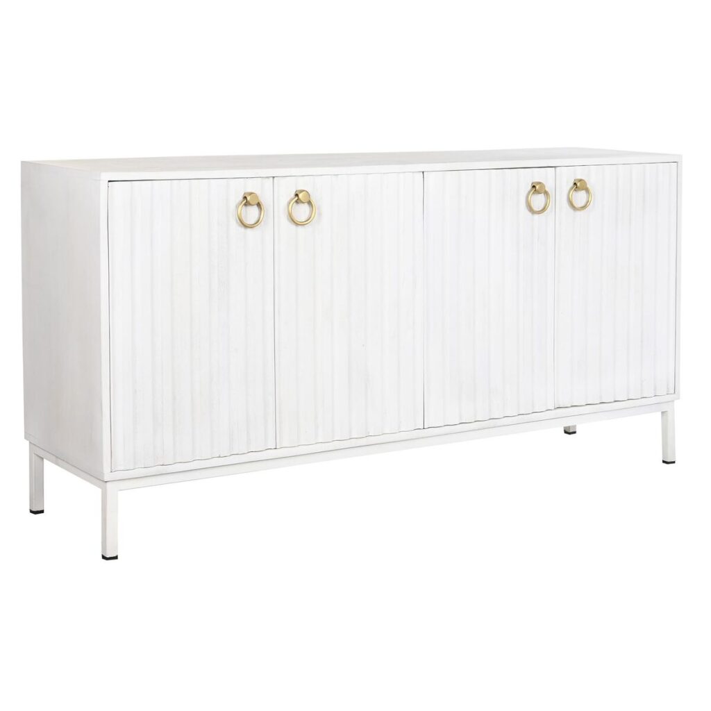 Dientafel DKD Home Decor Metaal Wit Mangohout (152 x 40 x 77 cm)