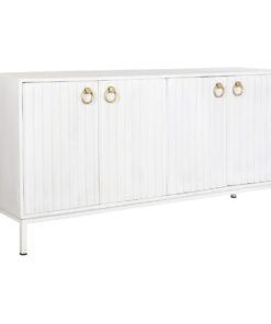 Dientafel DKD Home Decor Metaal Wit Mangohout (152 x 40 x 77 cm)