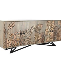 Dientafel DKD Home Decor Natuurlijk Grijs Metaal Mangohout (177 x 45 x 74 cm)