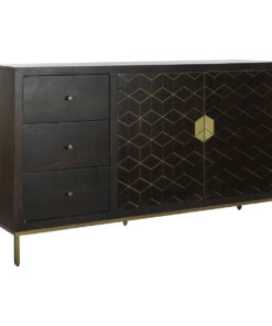 Dientafel DKD Home Decor Zwart Gouden Donkerbruin 160 x 40 x 90 cm