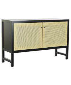 Dientafel DKD Home Decor Zwart Spar Natuurlijk Rotan (120 x 38 x 76 cm)
