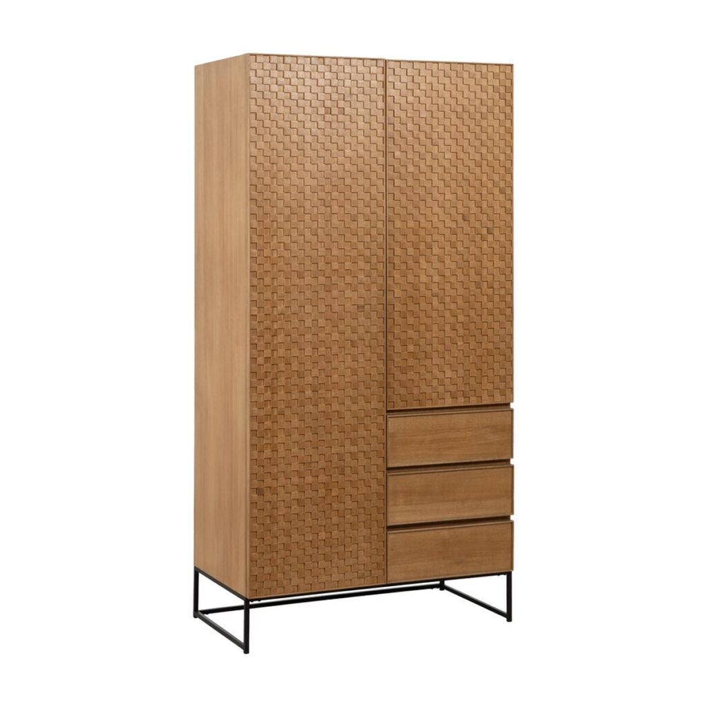 Dientafel MARIGNI Zwart Natuurlijk Ijzer Hout MDF 98,5 x 55 x 199,5 cm