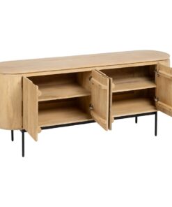 Dientafel MONTMARTRE Zwart Natuurlijk Hout Ijzer Hout en metaal Mangohout 170 x 40 x 75 cm