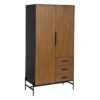Dientafel ORLEANS Zwart Natuurlijk Ijzer Hout MDF 104 x 53 x 203 cm