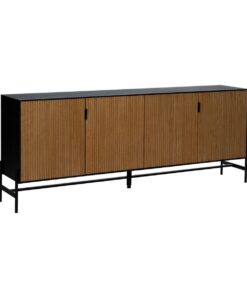 Dientafel ORLEANS Zwart Natuurlijk Ijzer Hout MDF 204 x 40 x 81,5 cm