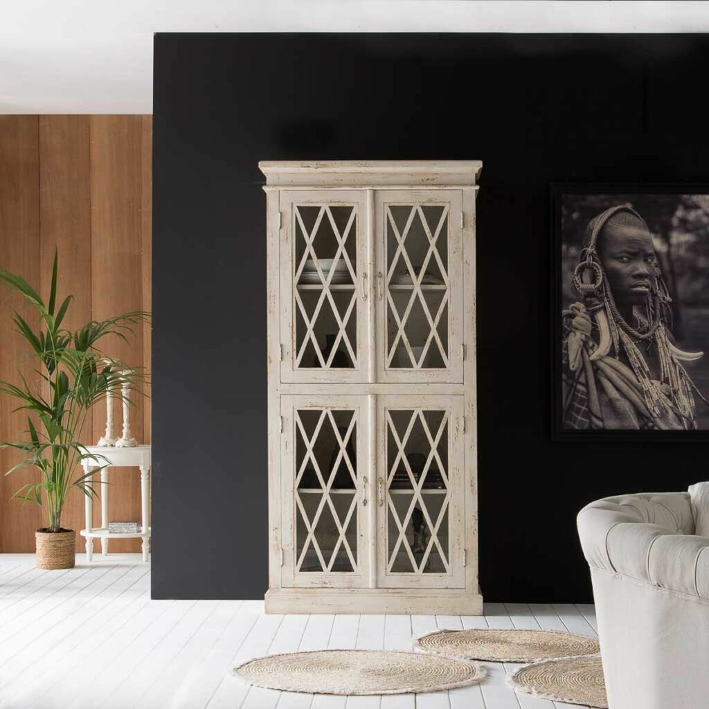 Display Standaard Alexandra House Living Glas Ijzer Mangohout 40 x 183 x 90 cm
