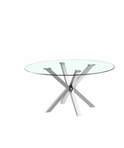 Eettafel DKD Home Decor 110 x 110 x 76 cm Kristal Zilverkleurig Staal
