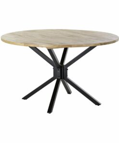 Eettafel DKD Home Decor 127 x 127 x 75 cm Natuurlijk Zwart Metaal Aluminium Mangohout