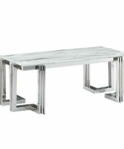 Eettafel DKD Home Decor Kristal Zilverkleurig Staal 180 x 90 x 76 cm Wit