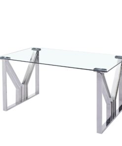 Eettafel DKD Home Decor Kristal Zilverkleurig Transparant Staal 180 x 90 x 75 cm