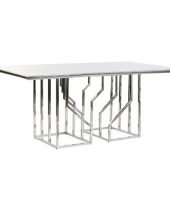 Eettafel DKD Home Decor Zilverkleurig Kristal Staal 180 x 90 x 75 cm Wit