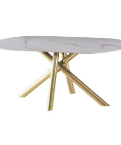Eettafel Home ESPRIT Gouden Metaal Keramisch 180 x 90 x 75 cm