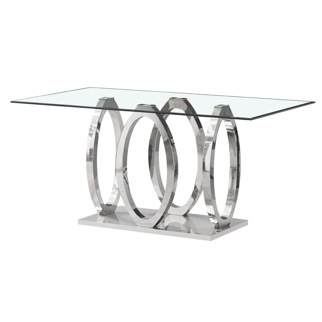 Eettafel Home ESPRIT Staal Gehard glas 160 x 90 x 76 cm
