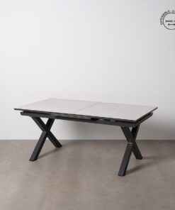 Eettafel Wit Zwart Keramisch Aluminium Kristal 180 x 100 x 77 cm