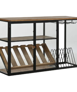 Flessenrek Home ESPRIT Zwart Natuurlijk Hout Metaal Kristal 102 x 32 x 60 cm